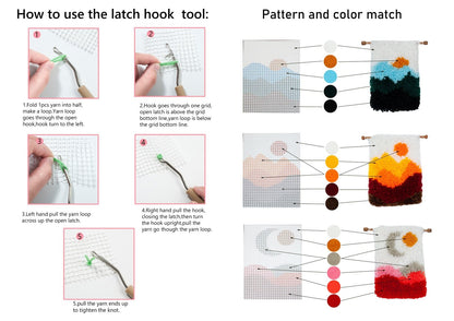 Beginner Mini Latch Hook Wall Hanging Kit Scenery Series - Pink Moon Mountains