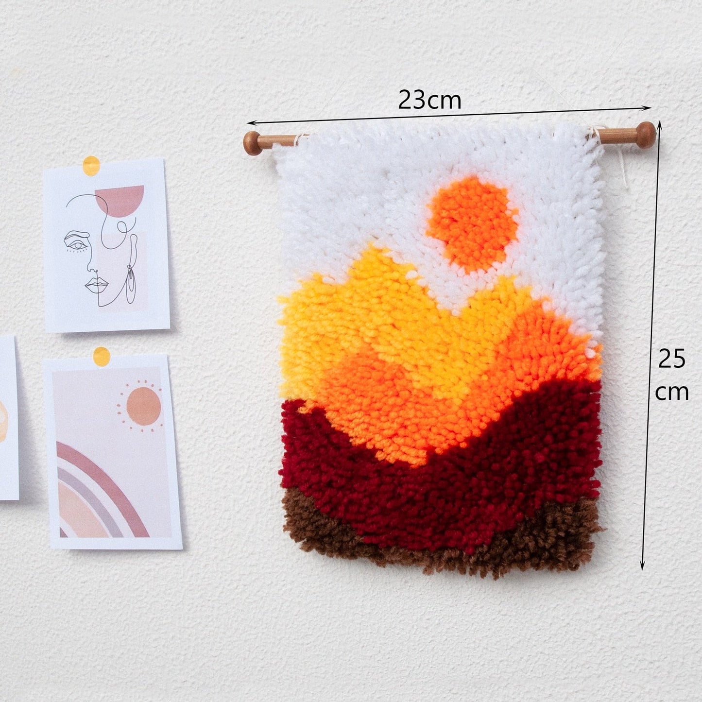 Beginner Mini Latch Hook Wall Hanging Kit Scenery Series - Orange Sunset Mountains