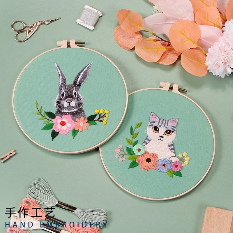 Beginners DIY Embroidery Kit - Bunny Rabbit Embroidery