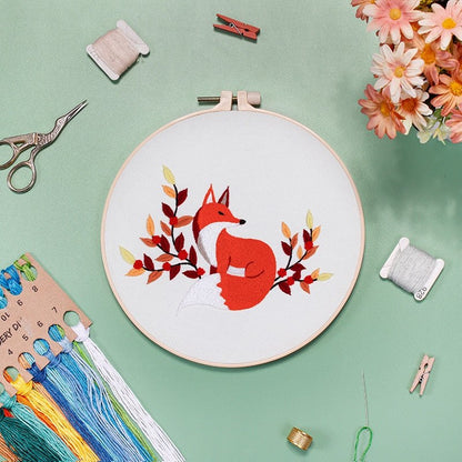Beginners DIY Embroidery Kit - Orange Fox Embroidery