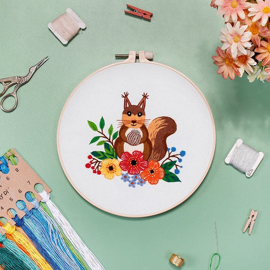 Beginners DIY Embroidery Kit - Squirrel Embroidery