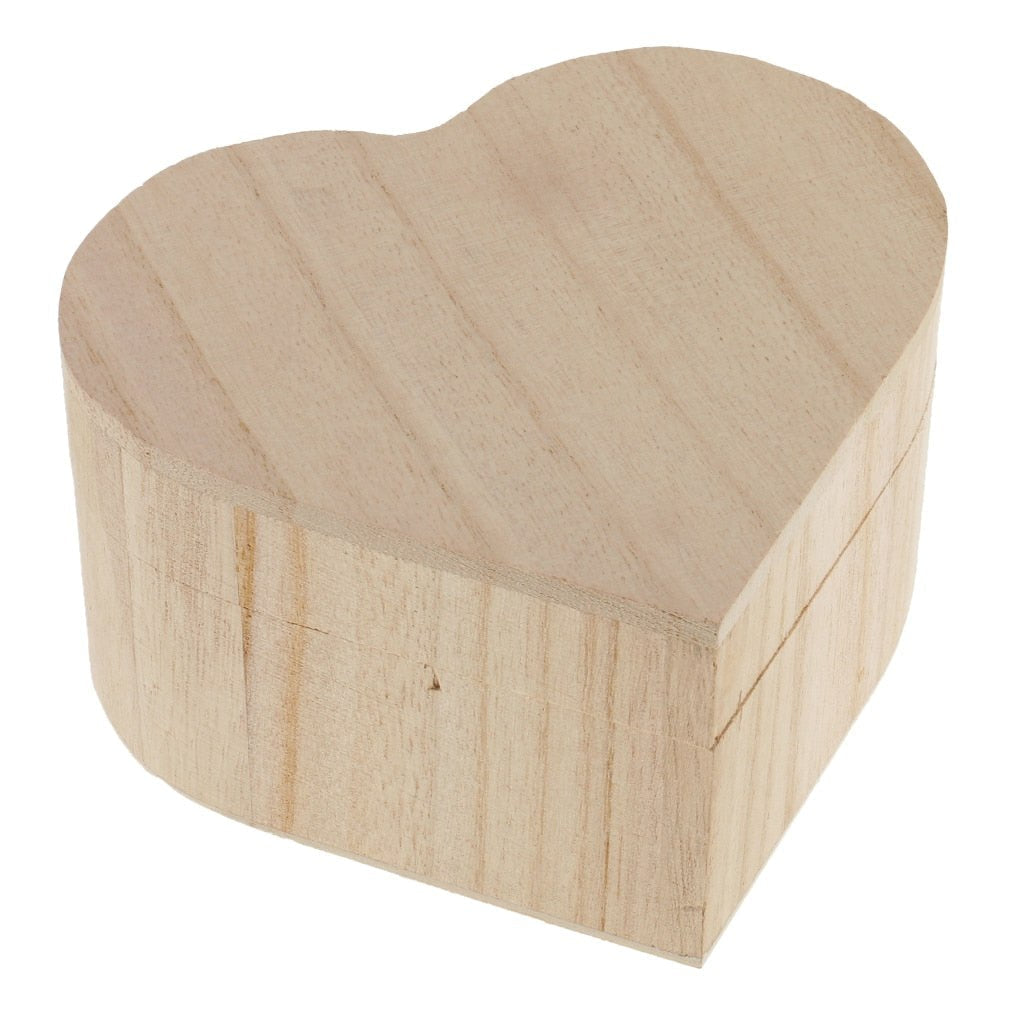 Blank Heart Shape Wooden Jewelry Gift Box Blanks