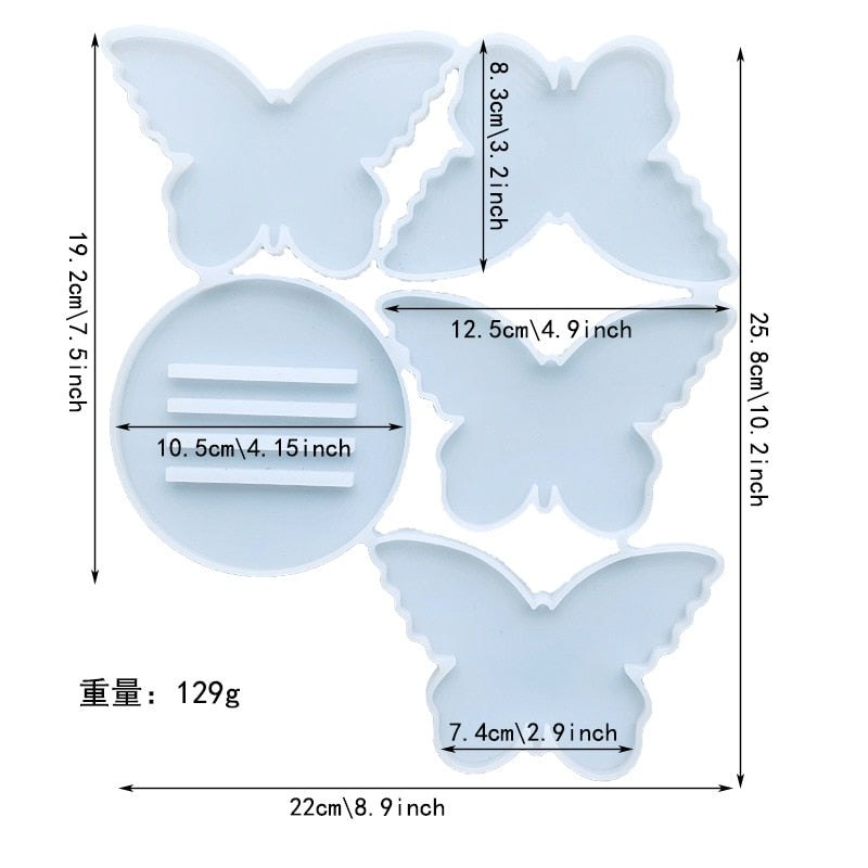 Butterfly Coaster and Stand Silicone Moulds Set Resin Mould