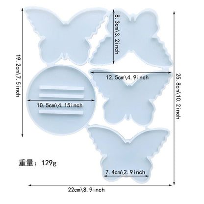 Butterfly Coaster and Stand Silicone Moulds Set Resin Mould