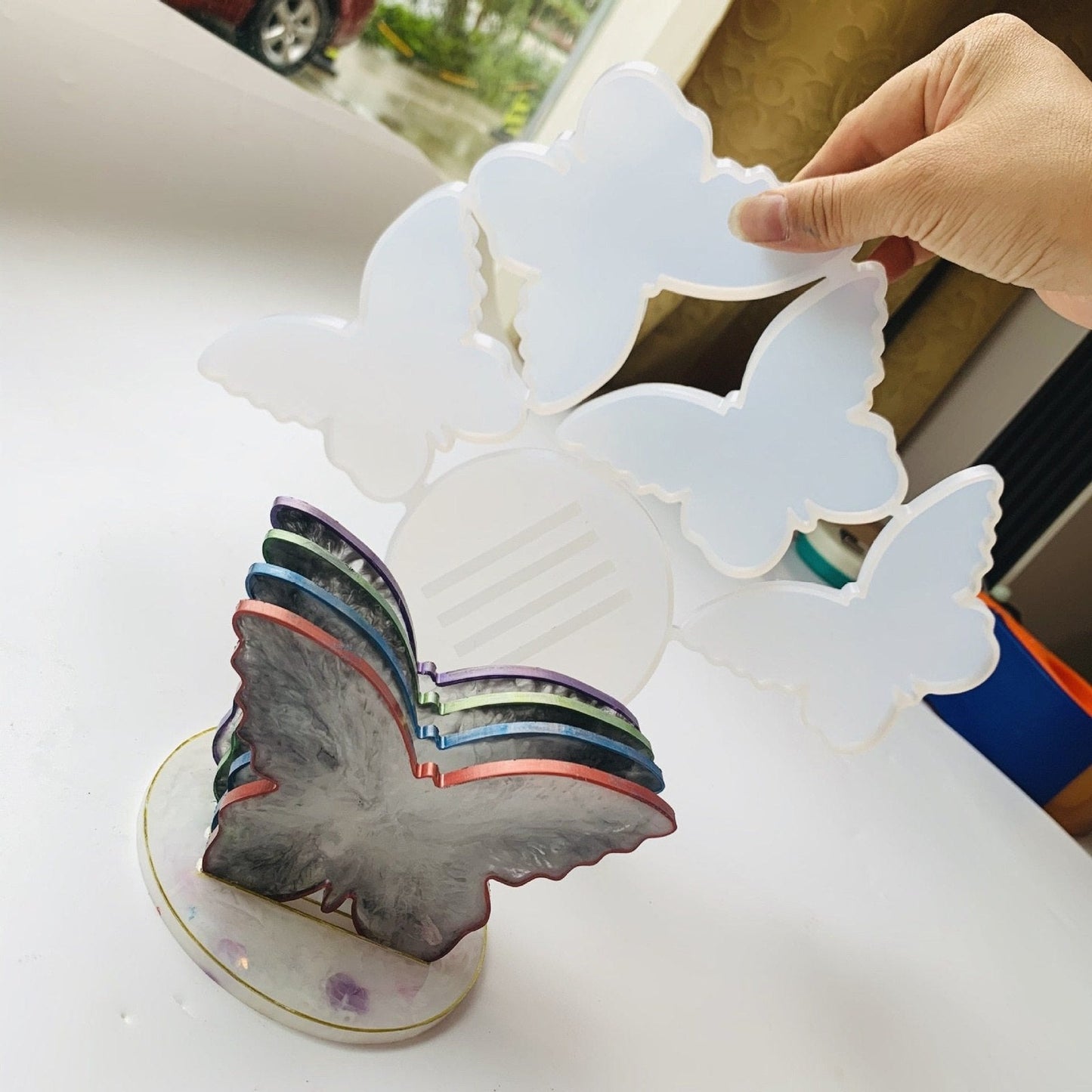 Butterfly Coaster and Stand Silicone Moulds Set Resin Mould