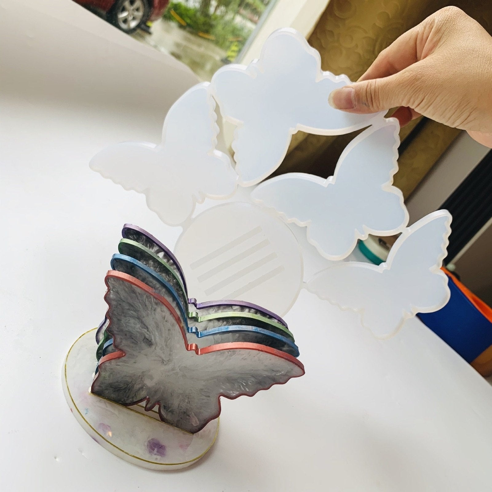 Butterfly Coaster and Stand Silicone Moulds Set Resin Mould