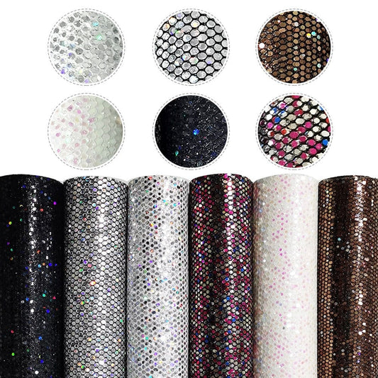 Faux Leather Sheet for Crafts, Glow in The Dark Glitter (10 Pack