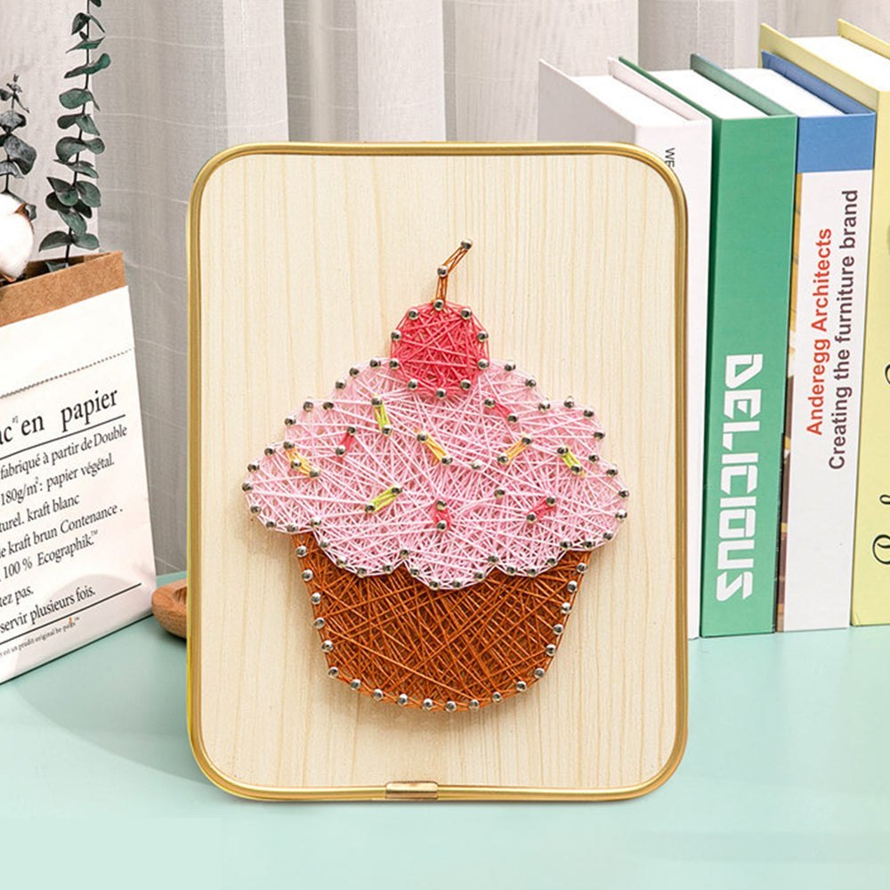 DIY 3D String Art Kit - Pink Cupcake Art Kit