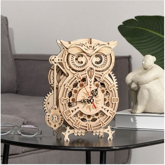 DIY Wooden Owl Clock Model Kit Art