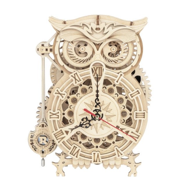 DIY Wooden Owl Clock Model Kit Art