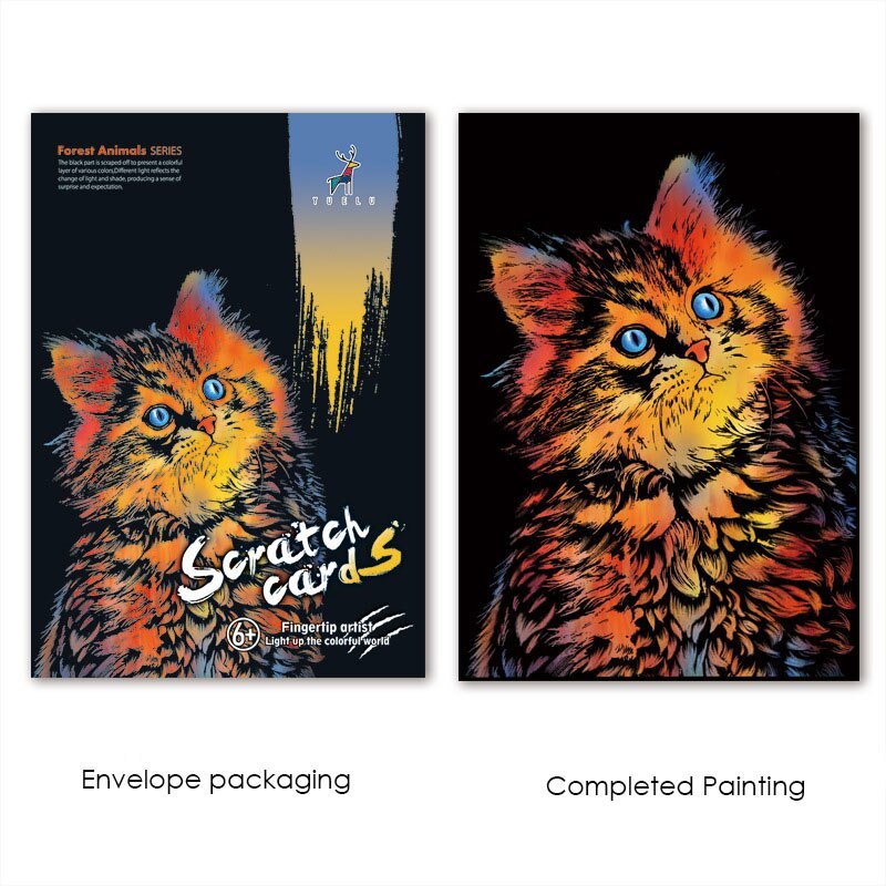 DIY Animal Scratch Art Painting 40.5x28.5 CM - Cat Scratch Art Kit