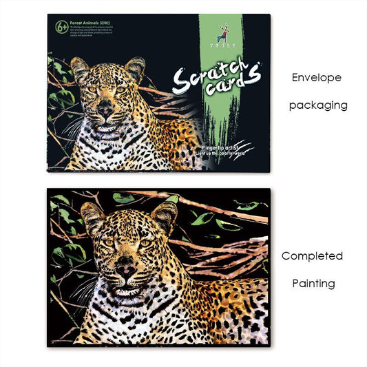 DIY Animal Scratch Art Painting 40.5x28.5 CM - Cheetah Scratch Art Kit