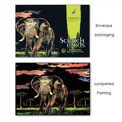 DIY Animal Scratch Art Painting 40.5x28.5 CM - Elephant Scratch Art Kit