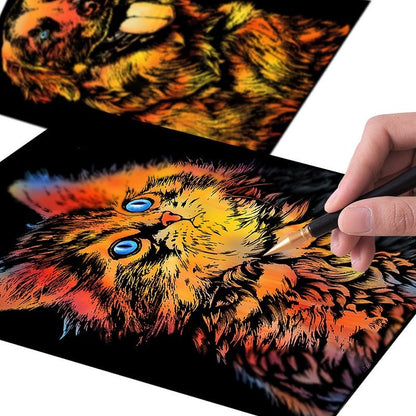 DIY Animal Scratch Art Painting 40.5x28.5 CM - Lion Scratch Art Kit