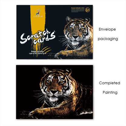 DIY Animal Scratch Art Painting 40.5x28.5 CM - Tiger Scratch Art Kit