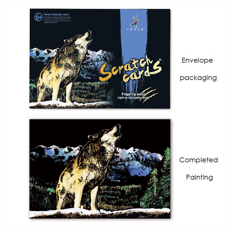 DIY Animal Scratch Art Painting 40.5x28.5 CM - Wolf Scratch Art Kit