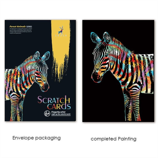 DIY Animal Scratch Art Painting 40.5x28.5 CM - Zebra Scratch Art Kit