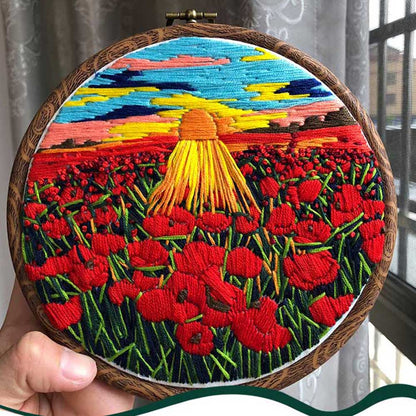 DIY Embroidery Beginner Kit Sunrise Landscape Art