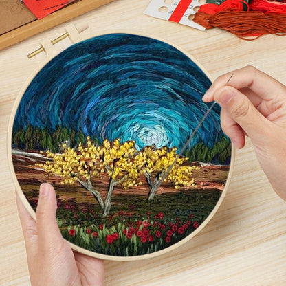 DIY Embroidery Kit - Circular Skyline Embroidery