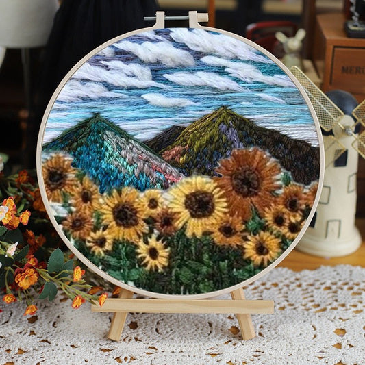 DIY Embroidery Kit - Cloudy Sunflowers Embroidery