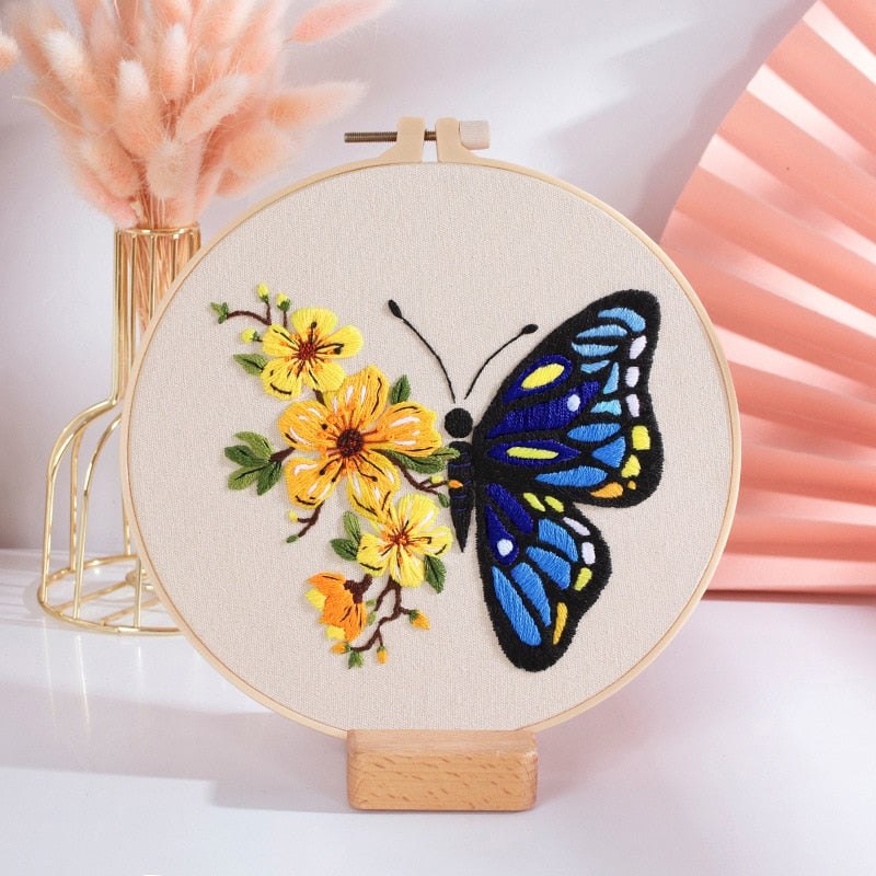 DIY Embroidery Kit Floral Butterfly Range Embroidery