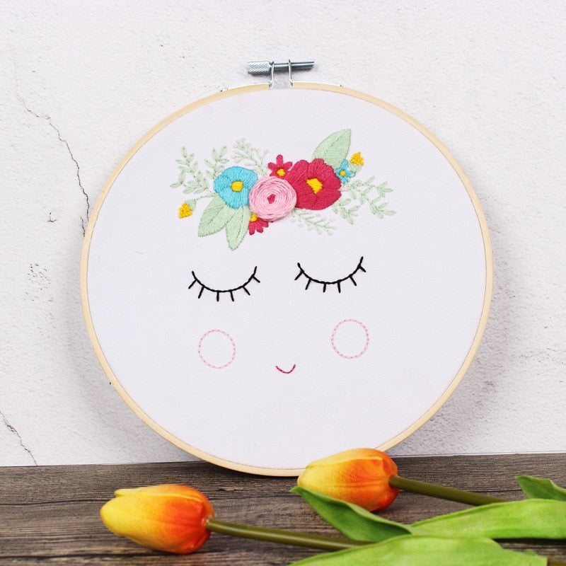 DIY Embroidery Kit - Floral Face Embroidery