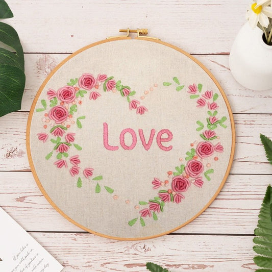 DIY Embroidery Kit - Floral Frame Love Embroidery
