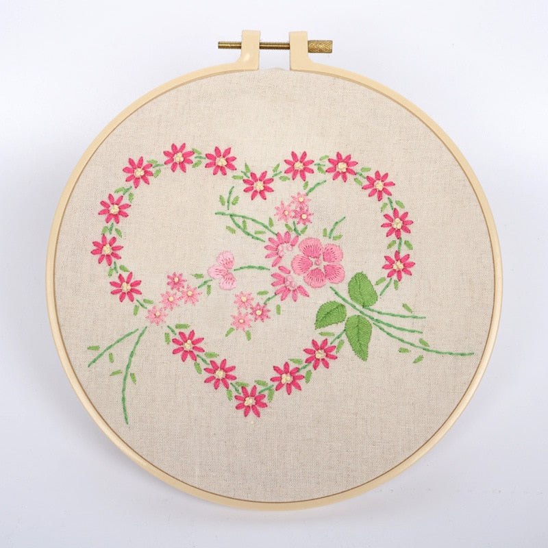 DIY Embroidery Kit - Flower Heart Embroidery