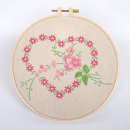 DIY Embroidery Kit - Flower Heart Embroidery
