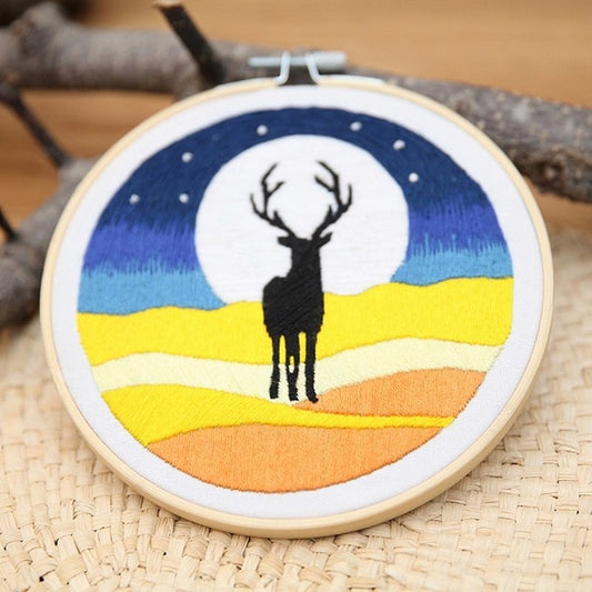 DIY Embroidery Kit - Night time Deer Embroidery