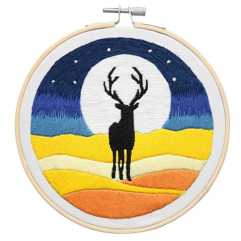 DIY Embroidery Kit - Night time Deer Embroidery