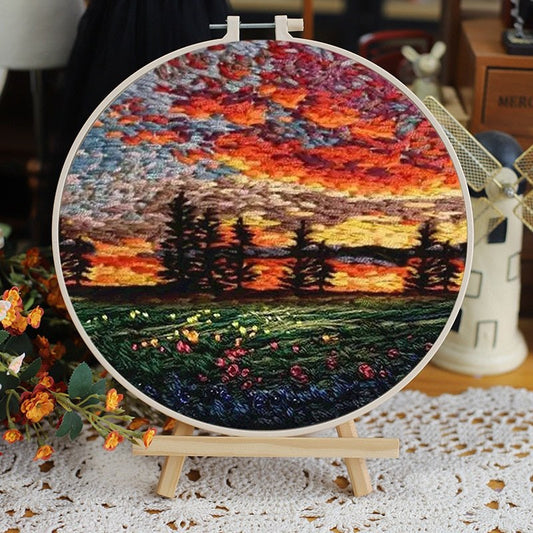 DIY Embroidery Kit - Pine Tree Sunset Embroidery