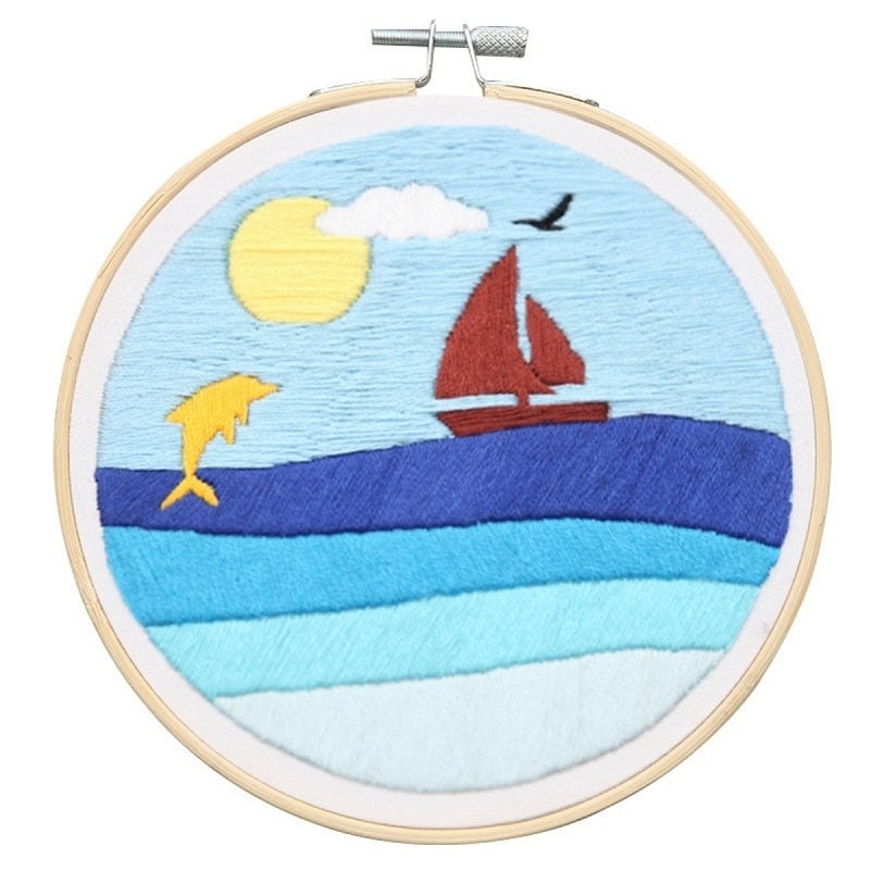 DIY Embroidery Kit - Sailboat Embroidery