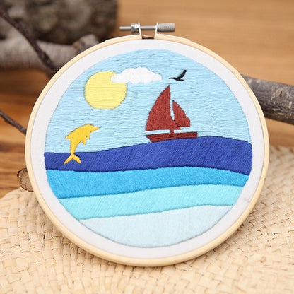 DIY Embroidery Kit - Sailboat Embroidery