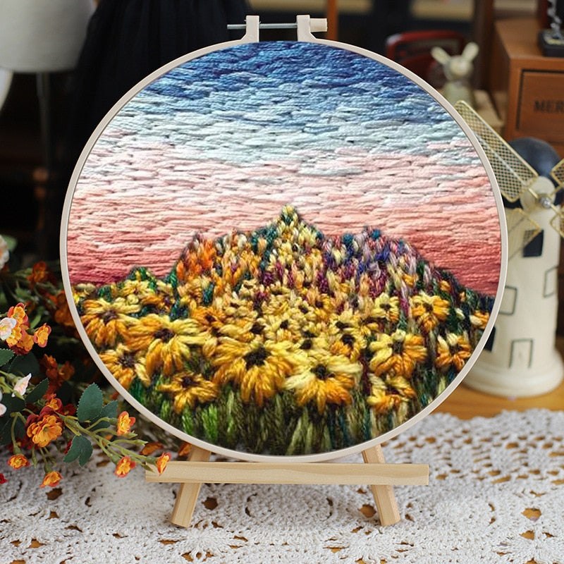 DIY Embroidery Kit - Sunflower Mountain Embroidery