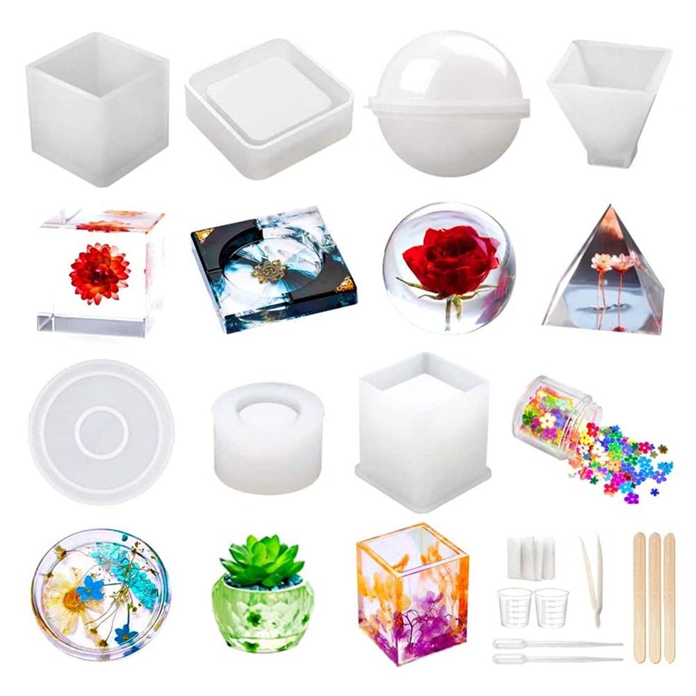 DIY Epoxy Resin Casting Resin Silicone Moulds Starter Kit Resin Moulds