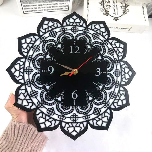 DIY Epoxy Resin Mandala Flower Clock Silicone Mould Kit