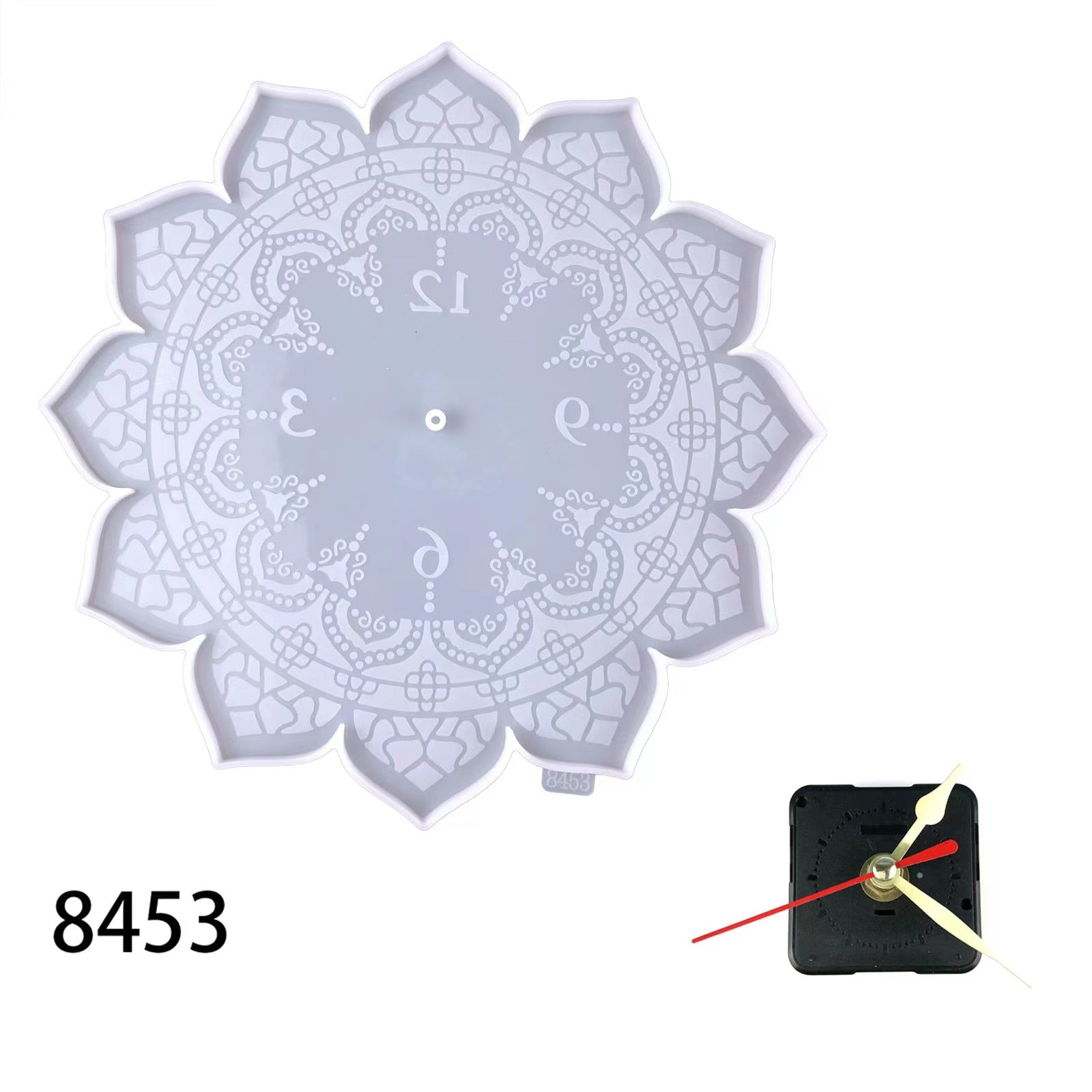 DIY Epoxy Resin Mandala Flower Clock Silicone Mould Kit