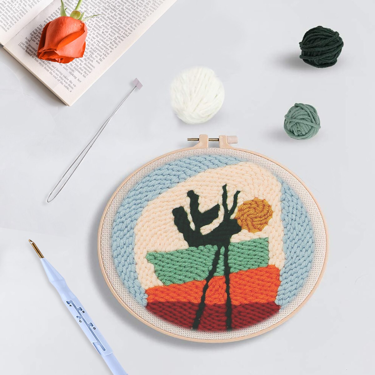 DIY Punch Needle Starter Kit For Beginners - Desert Abstract