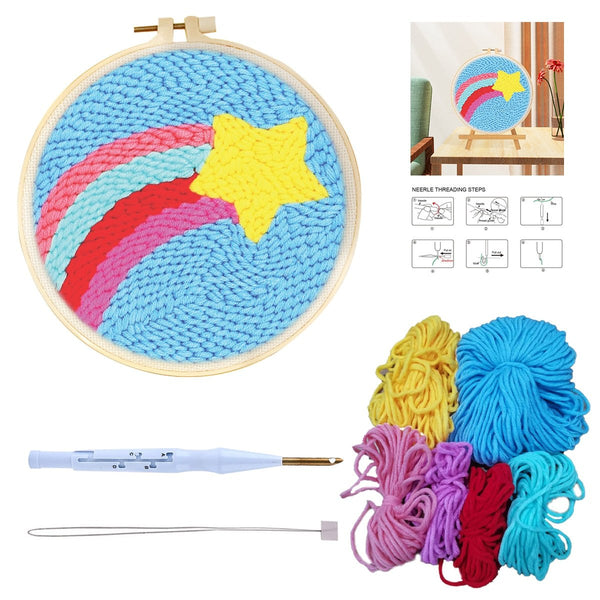DIY Punch Needle Starter Kit For Beginners - Rainbow Shooting Star ...