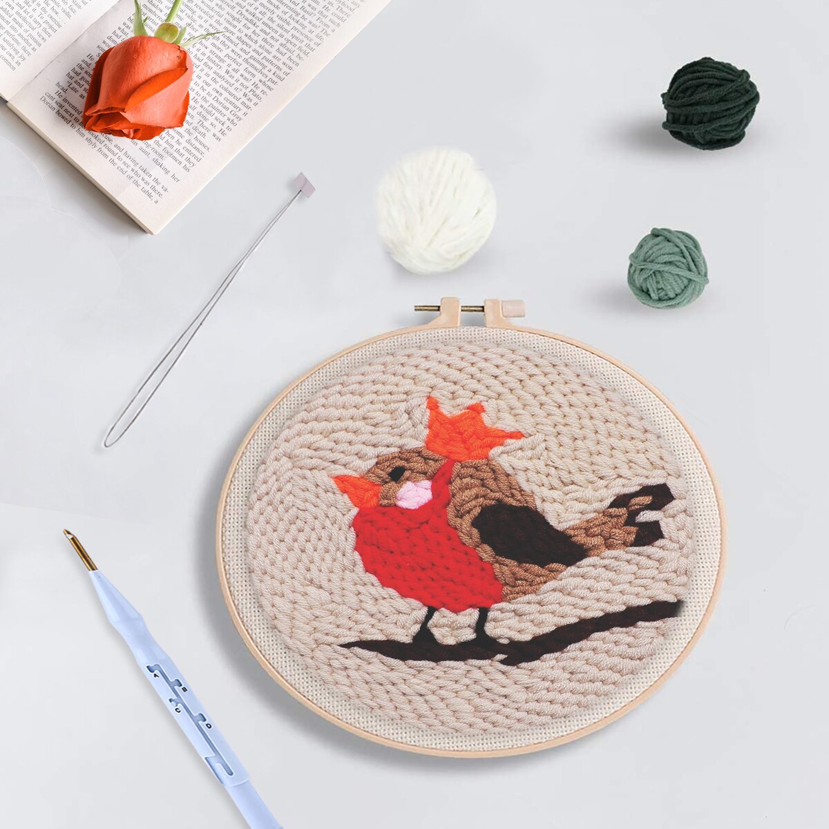 DIY Punch Needle Starter Kit For Beginners - Red Birdie Prince