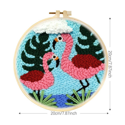 DIY Punch Needle Starter Kit For Beginners - Tropical Flamingos