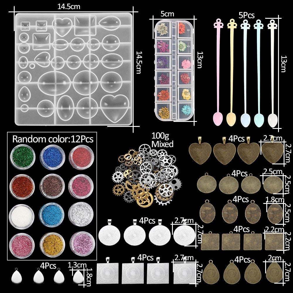 DIY UV Resin Jewelry Silicone Moulds & Cabochon Starter Kit Resin Mould