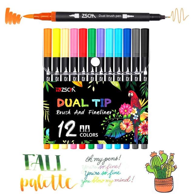ZSCM Brush Pens 60 Colors Art Markers Fine Brush Tip Pen Kids