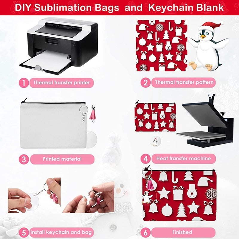 Dye Sublimation Blanks Zpper Canvas Make Up Bag and Key Ring Combo