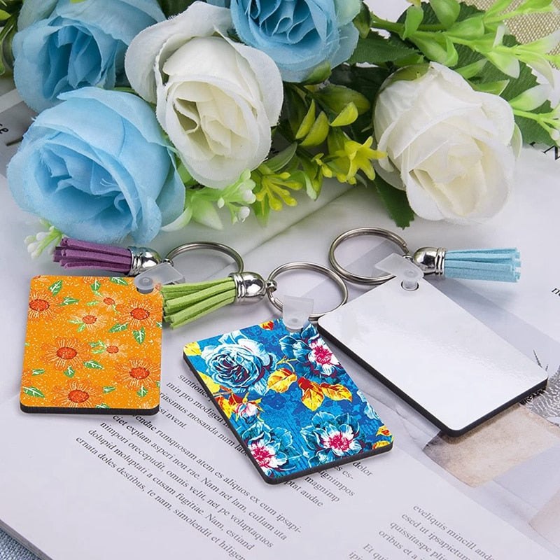 Dye Sublimation Rectangle Keychain Blanks Set x 50