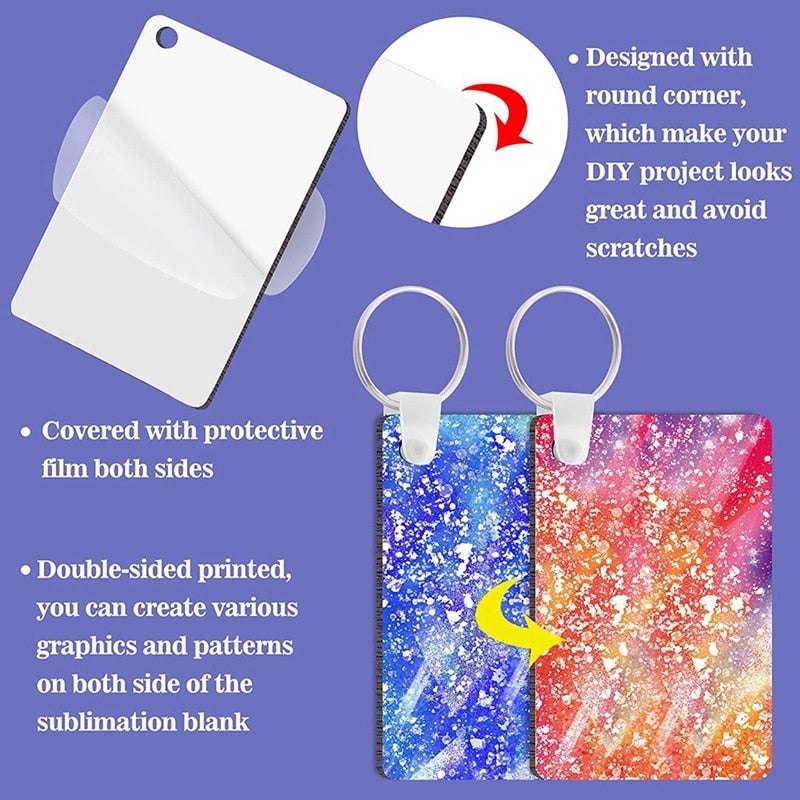 Dye Sublimation Rectangle Keychain Blanks Set x 50