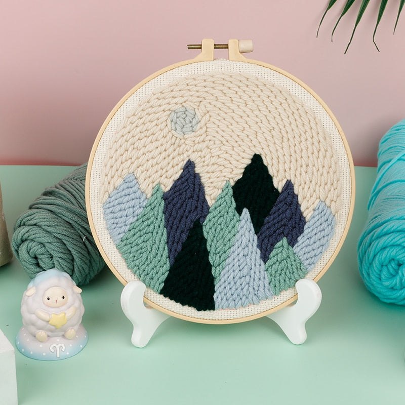 Embroidery Scenery Punch Needle Kits - Mountain Peak Embroidery