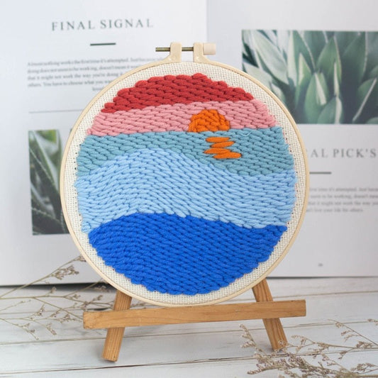 Embroidery Scenery Punch Needle Kits - Ocean sunset Embroidery