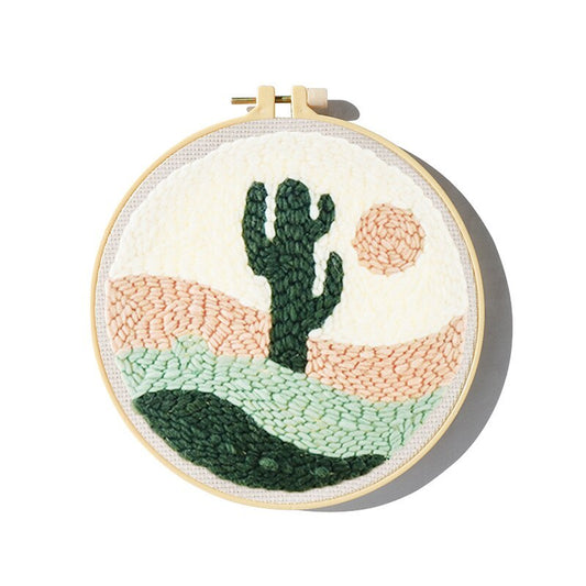 Embroidery Scenery Punch Needle Kits - Sunset Cactus Embroidery